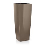 SELF- WATERING FLOWER POT CUBICO ALTO PREMIUM- Taupe High Gloss